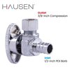 Hausen 1/2 in. Chrome- Plated Brass PEX Barb x 3/8 in. Compression Quarter-Turn Angle Stop Valve Jar, 6PK HA-SS104-6